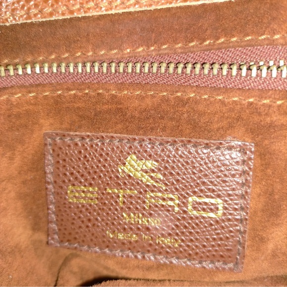 Authentic Etro Hand Bag  Brown Leather EUC - Picture 8 of 11